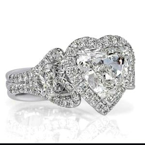 ❤2.40 Ct Heart Cut Simulated CZ  Diamond Heart Shape Engagement Wedding Ring